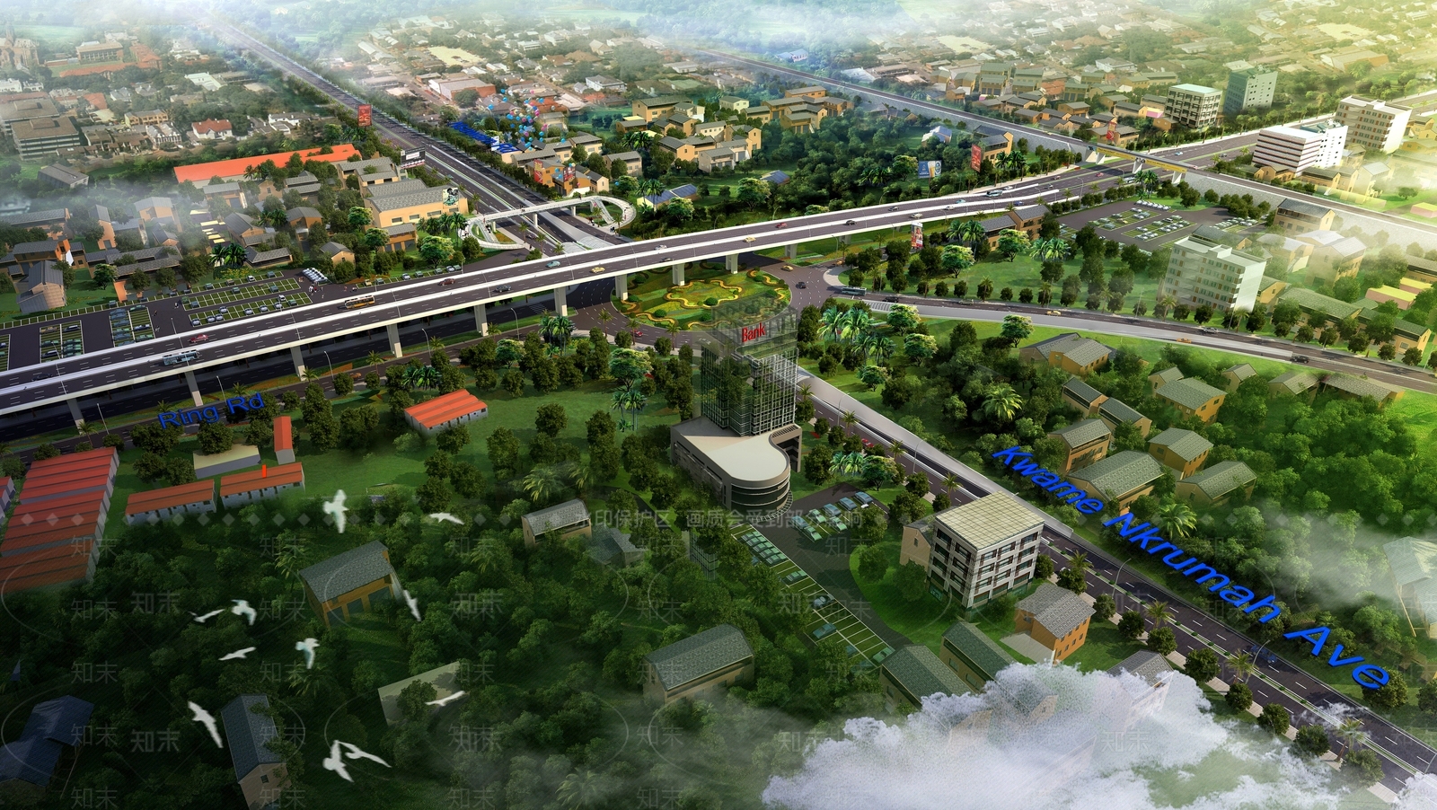 现代城市道路SU模型下载【ID:1124870636】