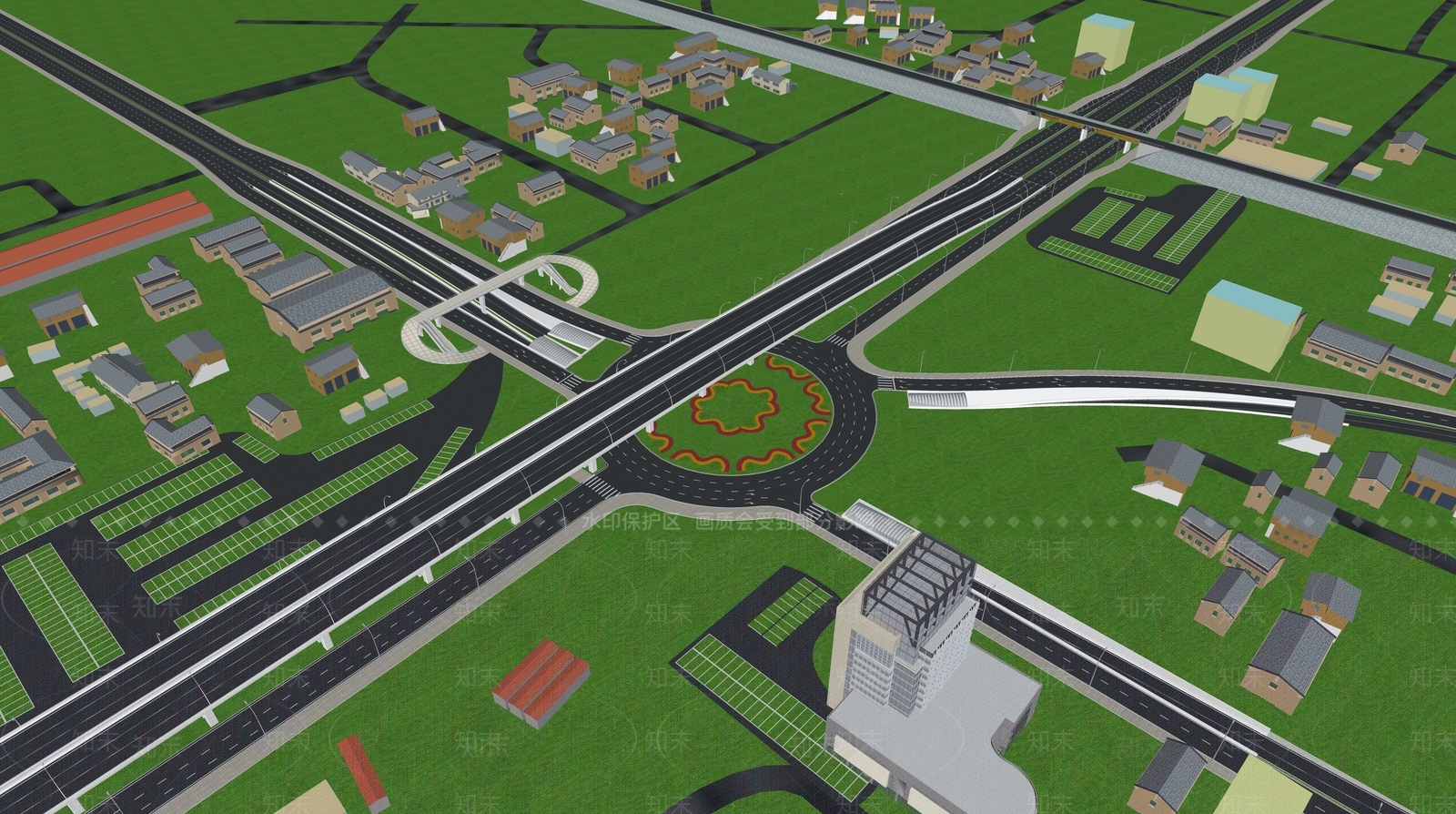 现代城市道路SU模型下载【ID:1124870636】