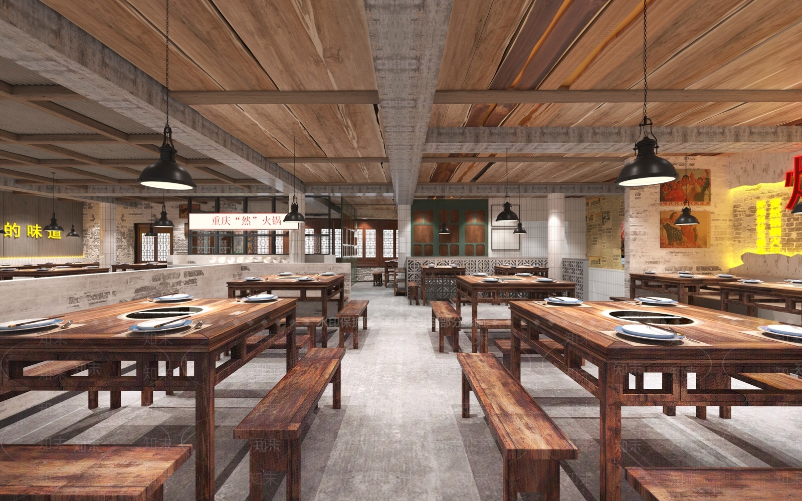 工业风复古火锅店3D模型下载【ID:1124871285】