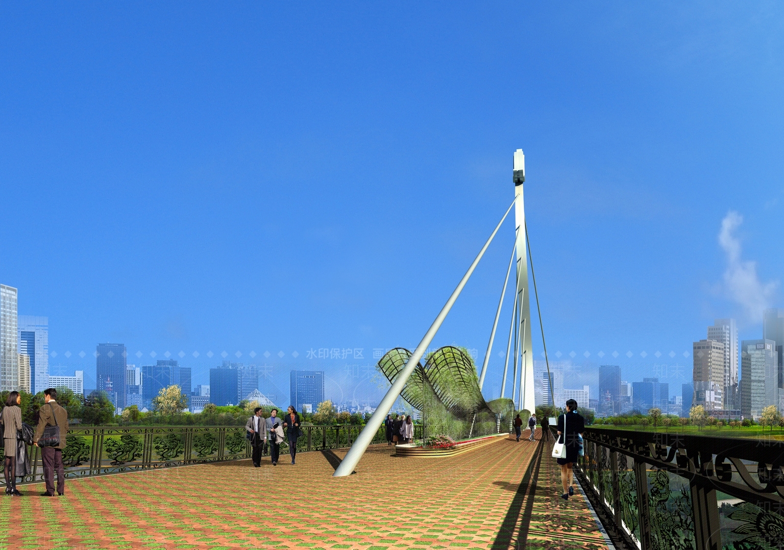现代城市大桥SU模型下载【ID:1124872060】
