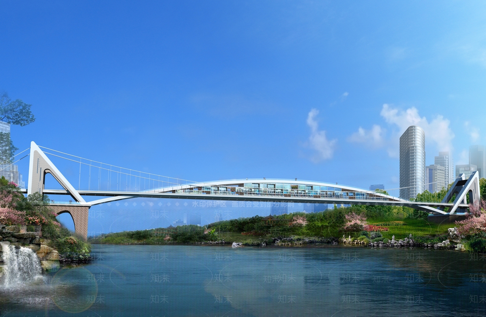 现代城市大桥SU模型下载【ID:1124872190】
