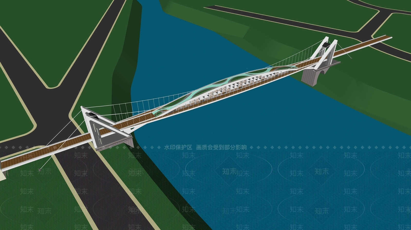 现代城市大桥SU模型下载【ID:1124872190】