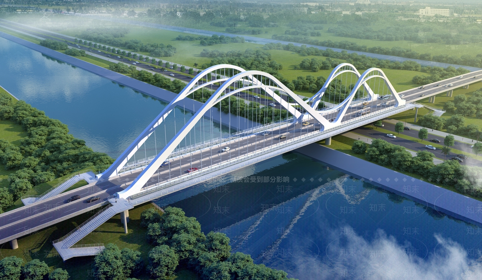 现代城市大桥SU模型下载【ID:1124872486】