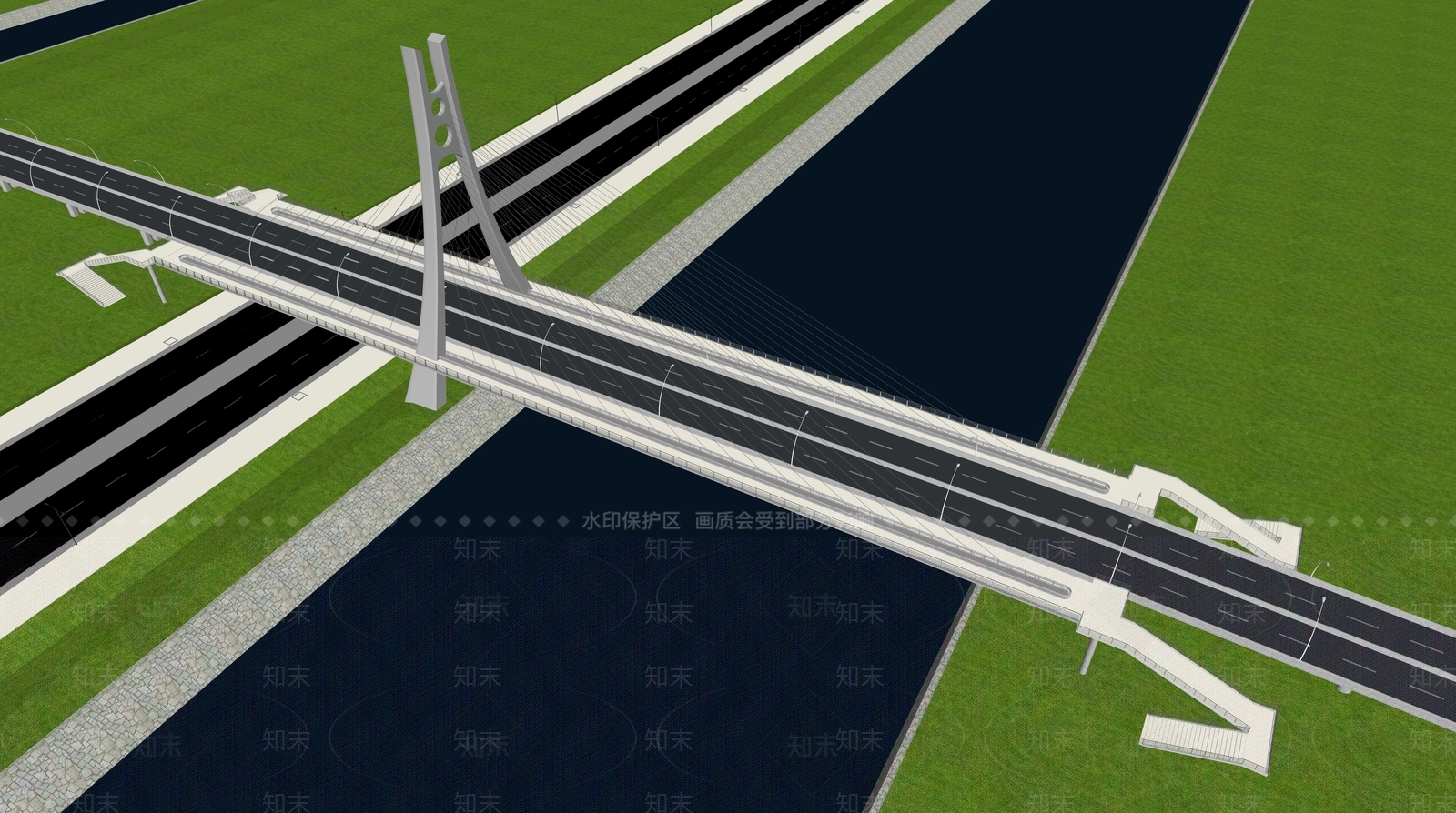 现代城市大桥SU模型下载【ID:1124872777】