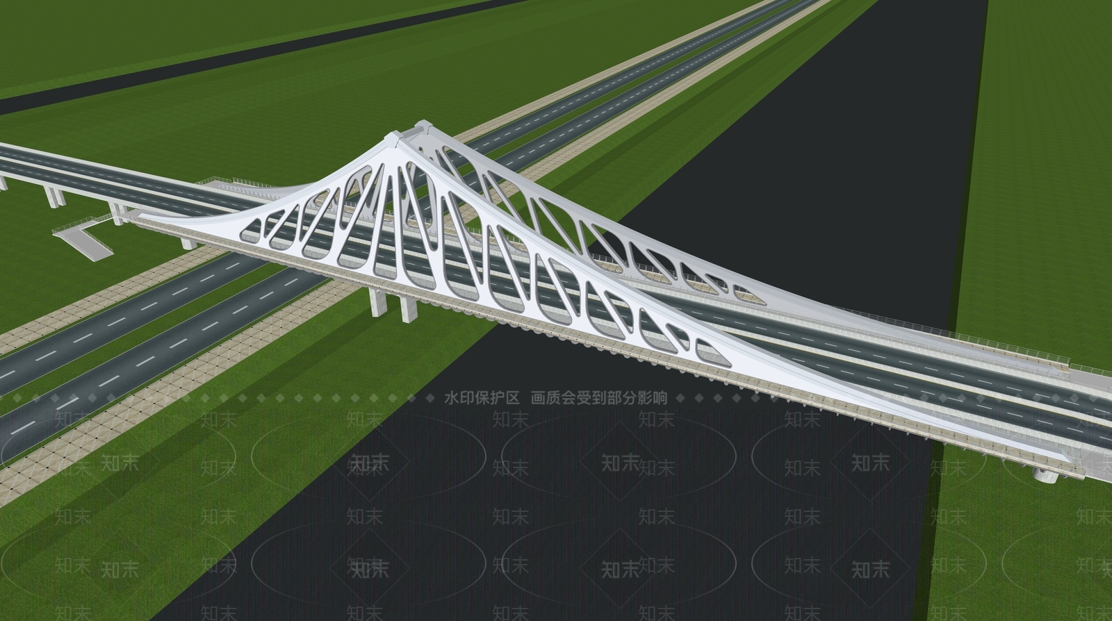 现代城市大桥SU模型下载【ID:1124872936】