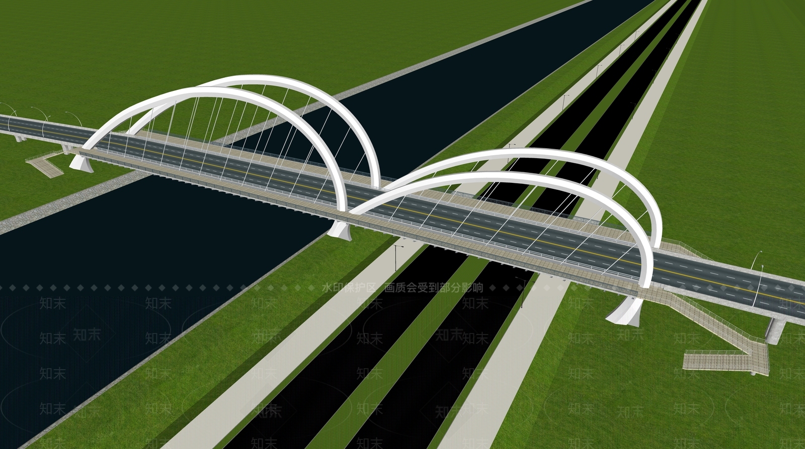 现代城市大桥SU模型下载【ID:1124873125】