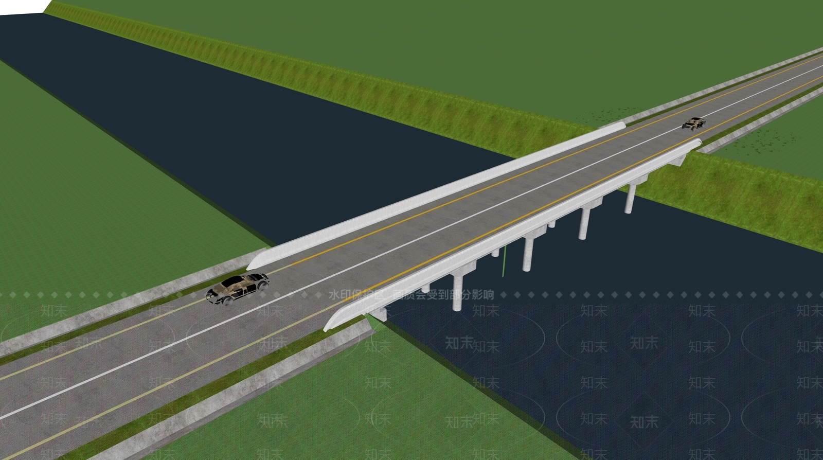 现代城市大桥SU模型下载【ID:1124873880】