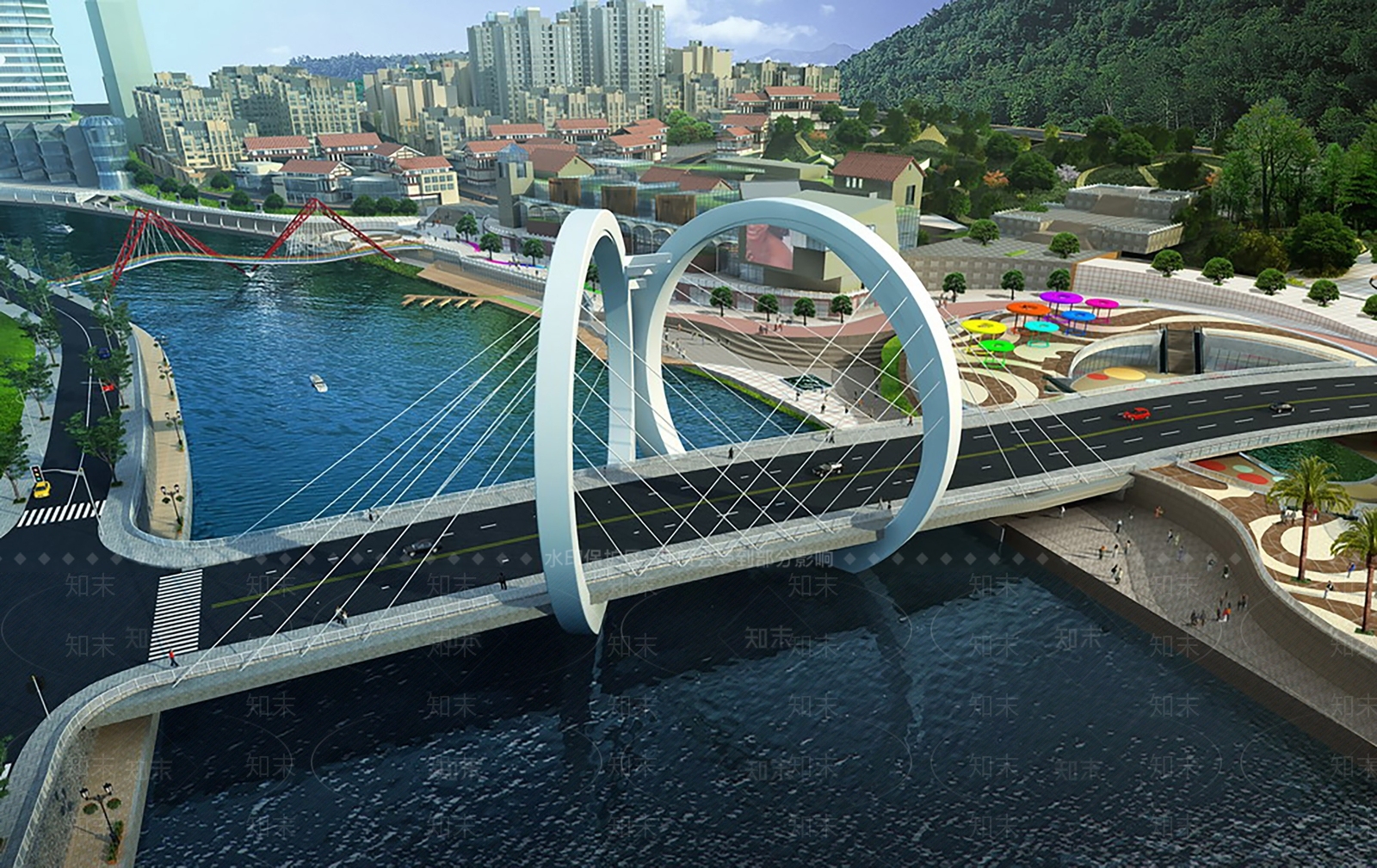 现代城市大桥SU模型下载【ID:1124874226】