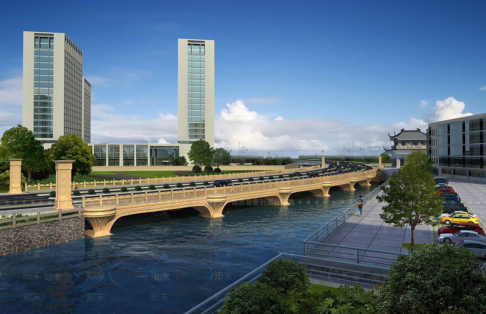 现代城市大桥SU模型下载【ID:1124874542】