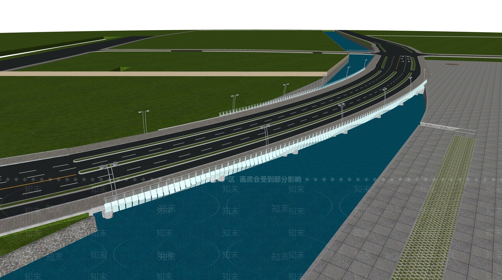 现代城市大桥SU模型下载【ID:1124874762】