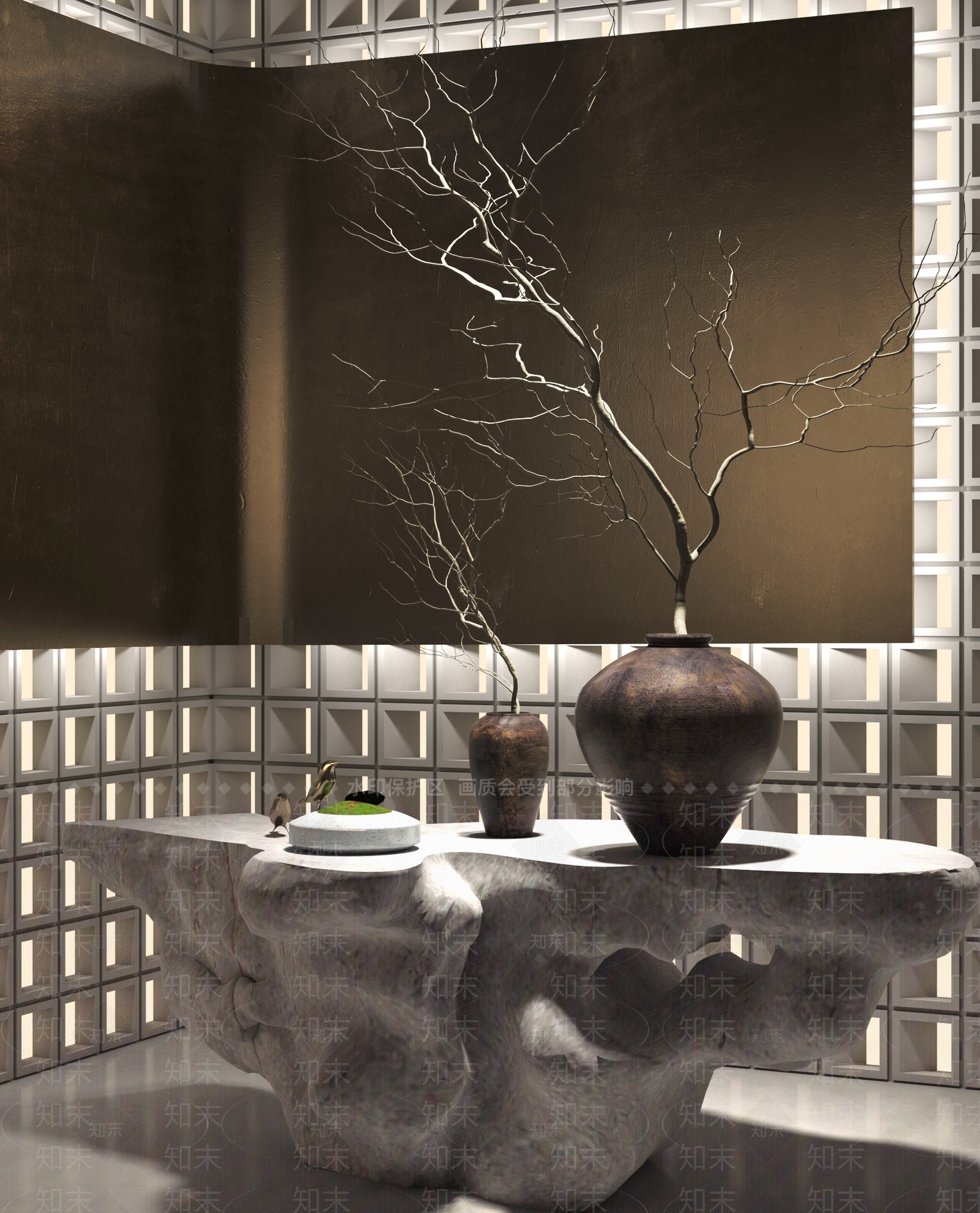 新中式端景条案3D模型下载【ID:1124875621】