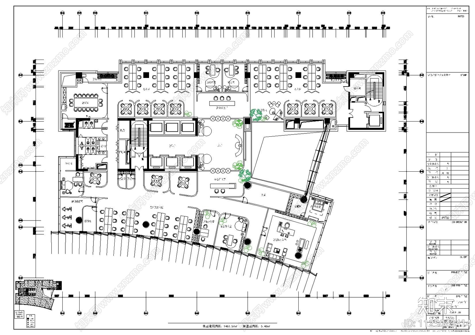 证券办公室平面图cad施工图下载【ID:1125043414】