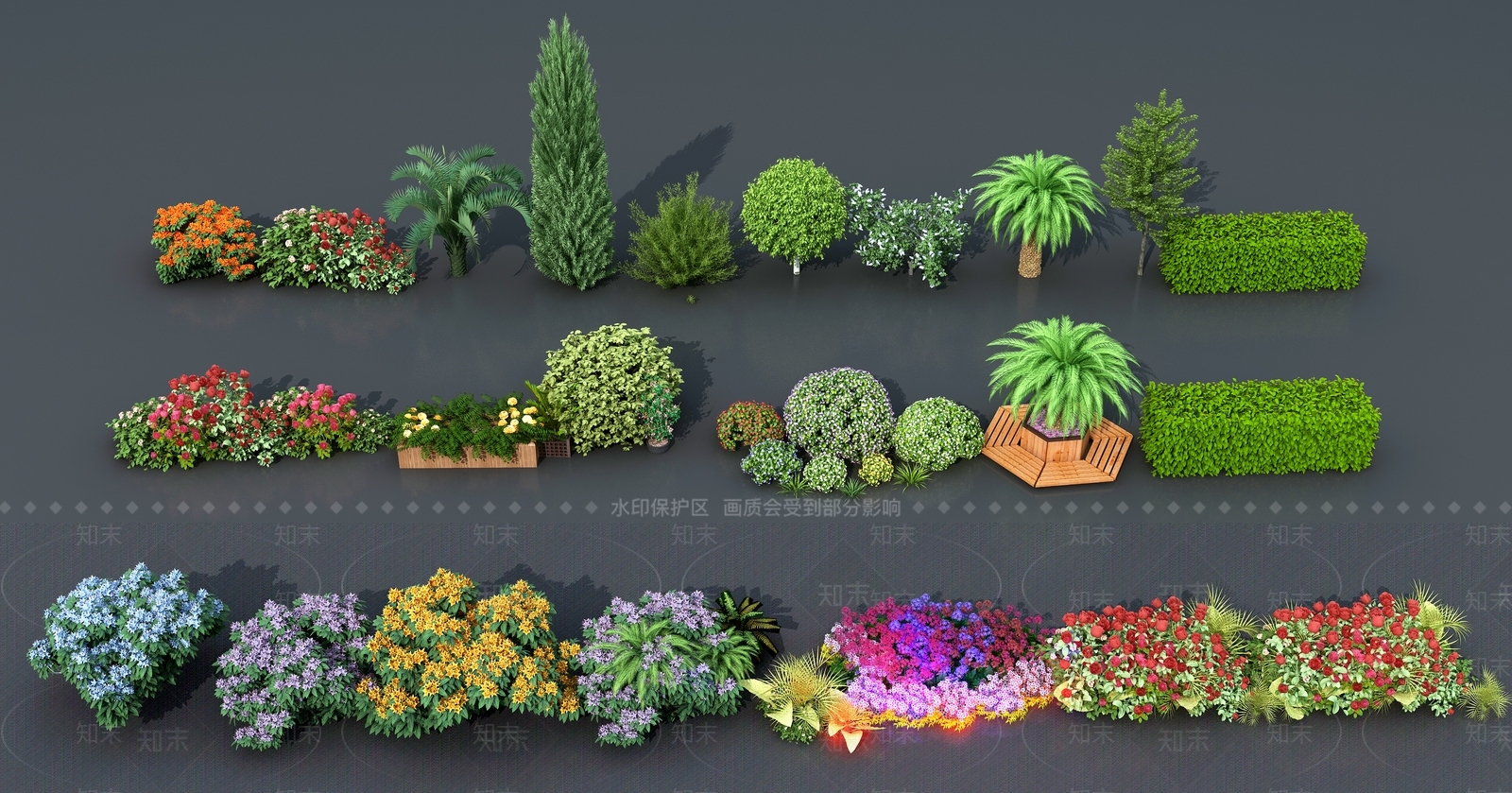 现代花草组合3D模型下载【ID:1124881972】
