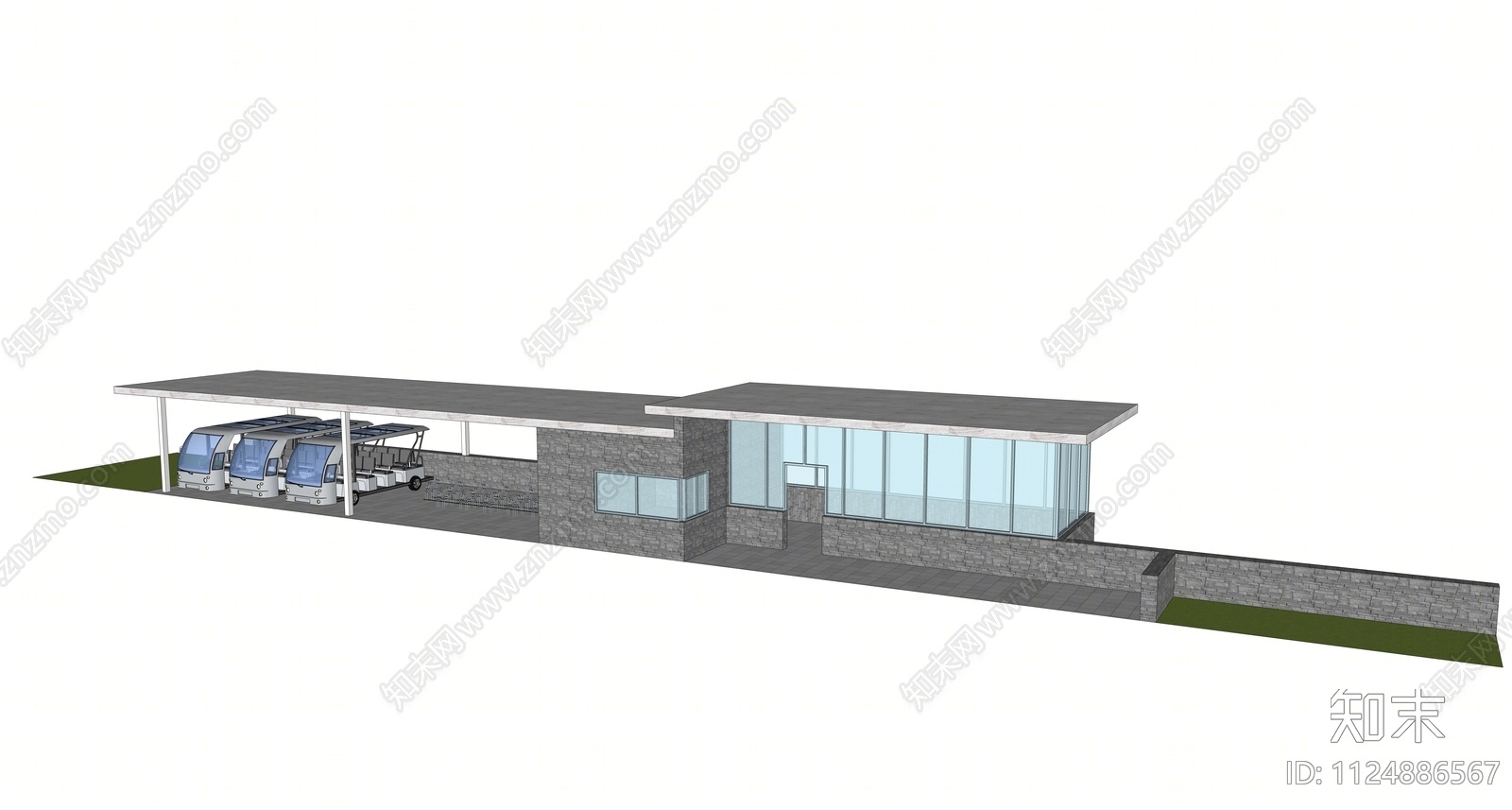 现代停车驿站SU模型下载【ID:1124886567】