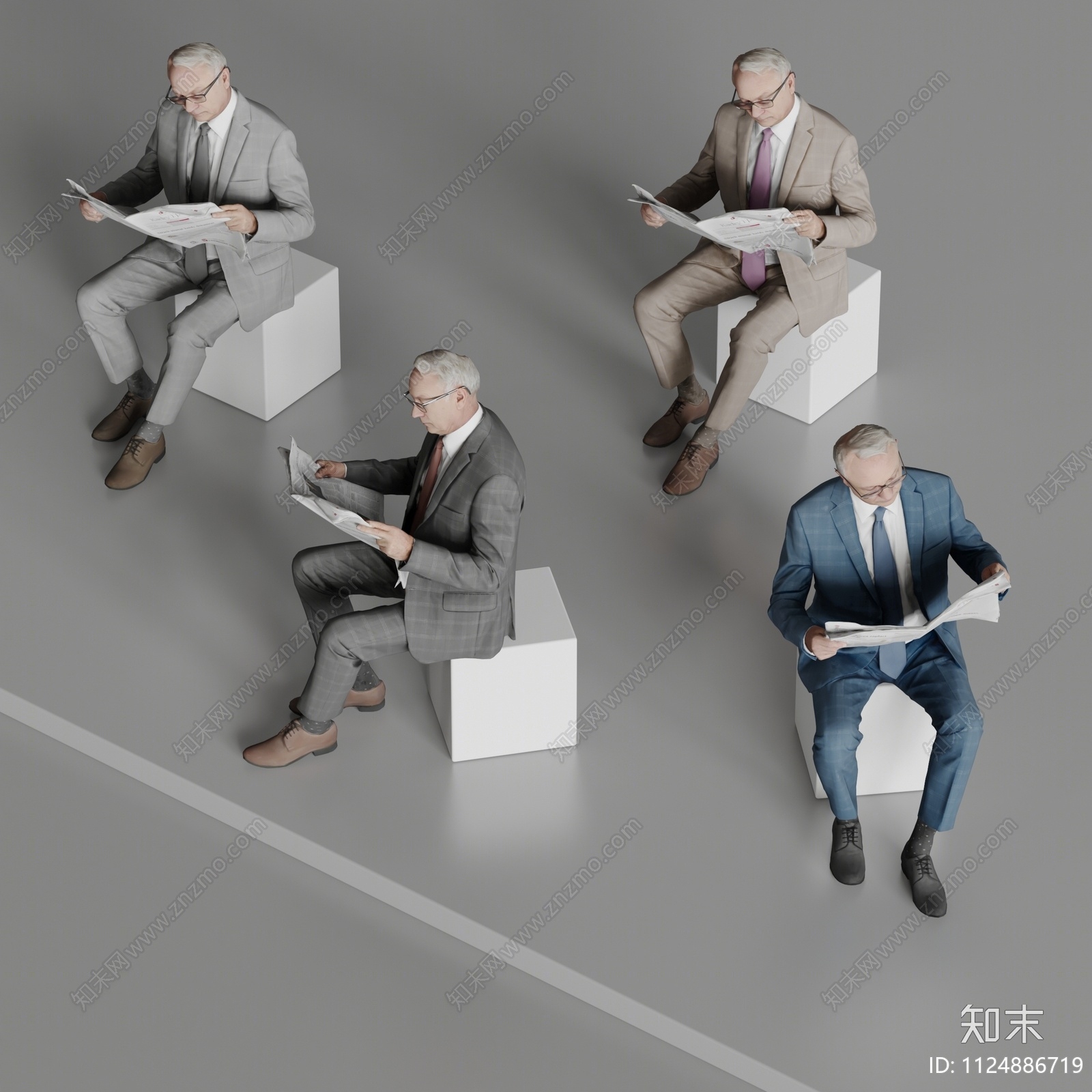 现代老人人物3D模型下载【ID:1124886719】