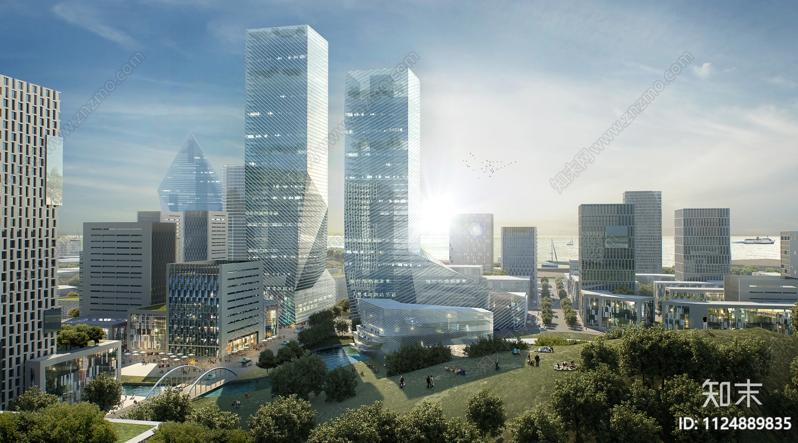 竞赛风建筑景观鸟瞰效果图PSD免抠贴图下载【ID:1124889835】_【知末网贴图库】