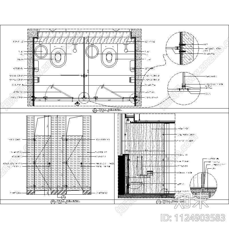 卫生间成品隔断详图施工图下载【ID:1124903583】