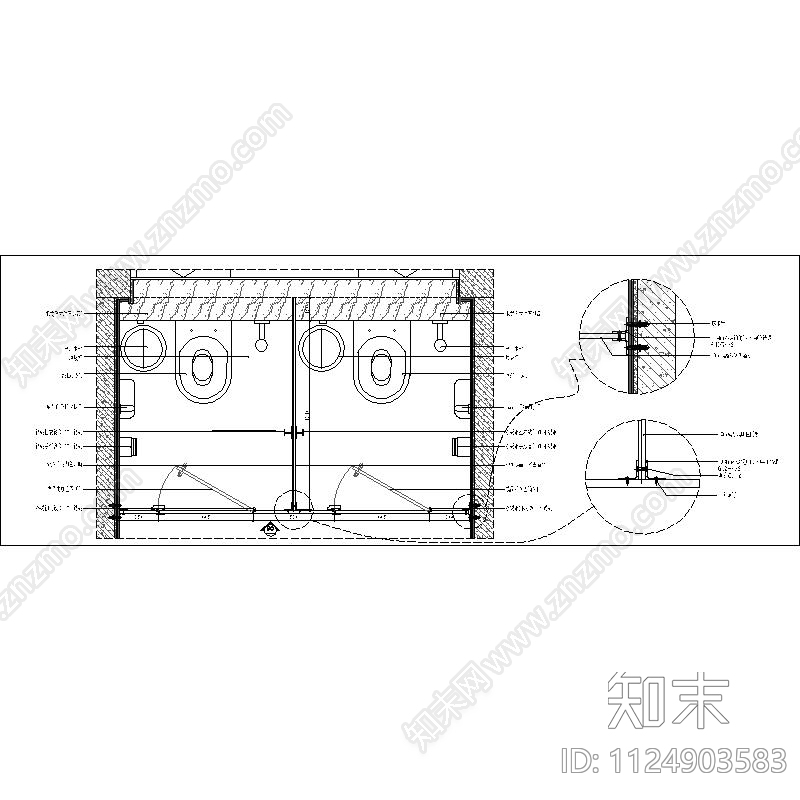 卫生间成品隔断详图施工图下载【ID:1124903583】