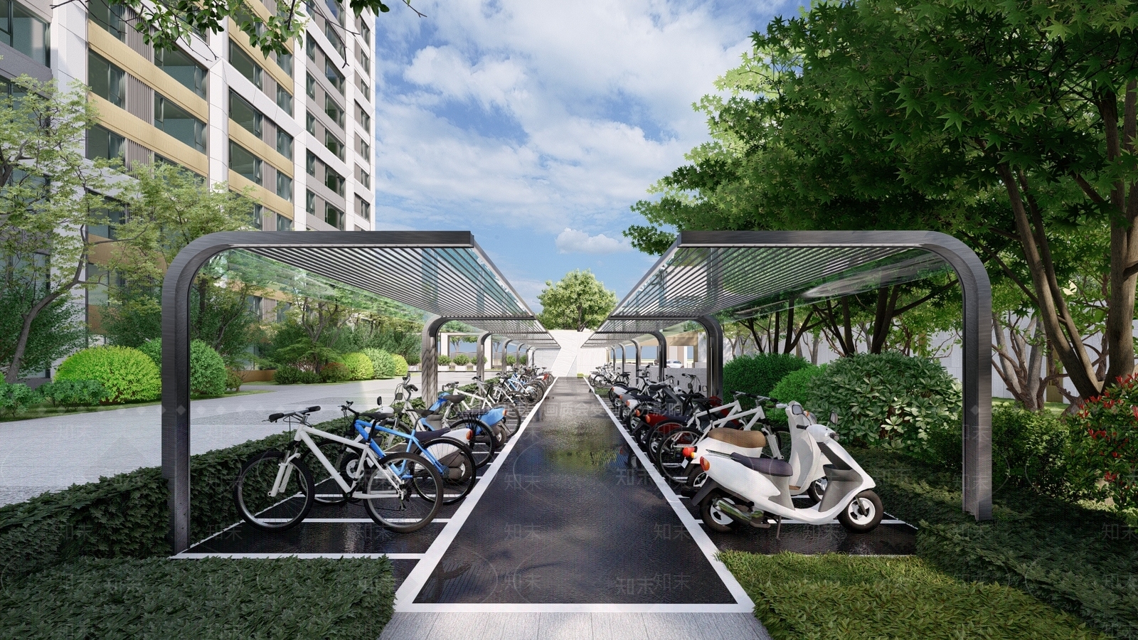 现代自行车棚SU模型下载【ID:1124906462】