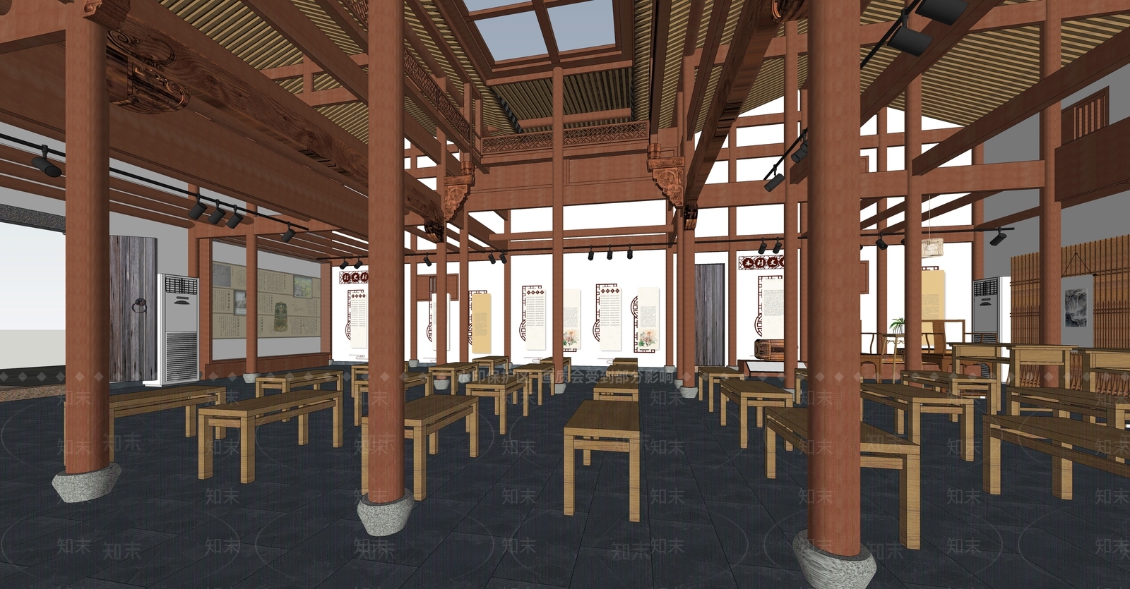 中式江南文化礼堂SU模型下载【ID:1124906488】