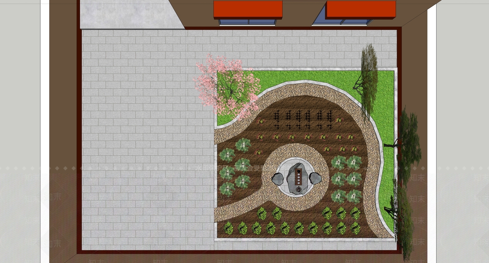现代乡村庭院SU模型下载【ID:1124911102】