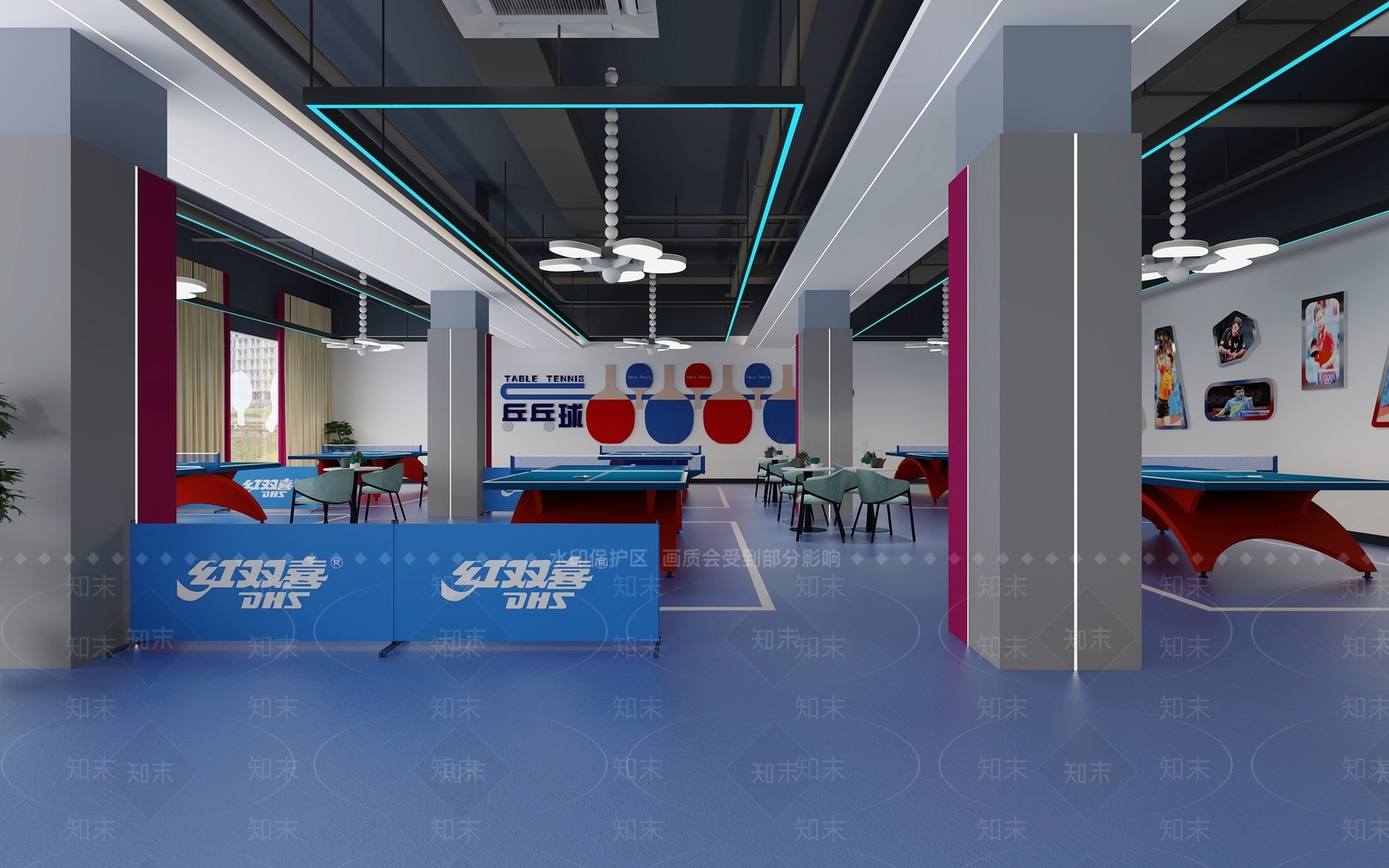 现代乒乓球室3D模型下载【ID:1124913978】