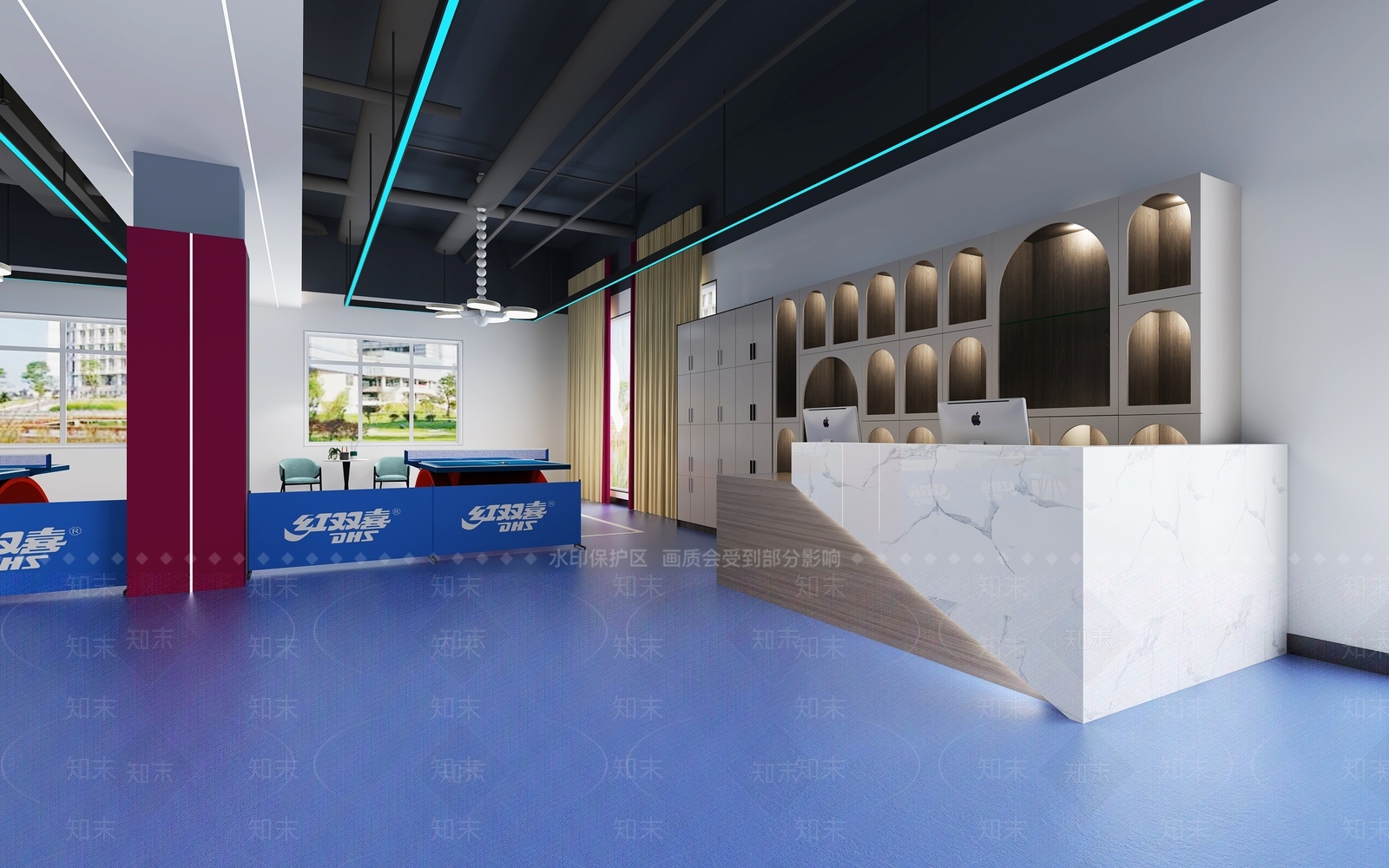 现代乒乓球室3D模型下载【ID:1124913978】