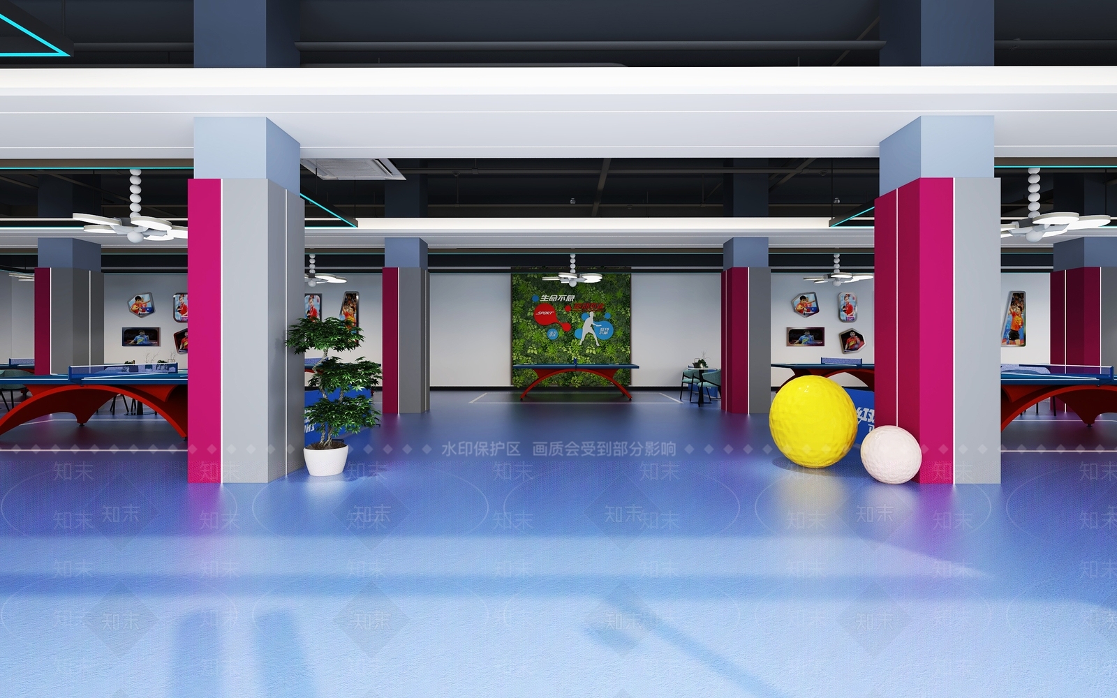 现代乒乓球室3D模型下载【ID:1124913978】