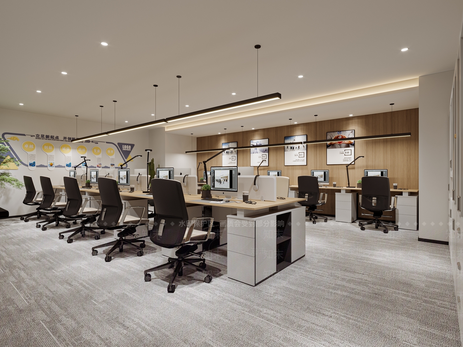 现代公共办公室3D模型下载【ID:1124917453】_知末3d模型网