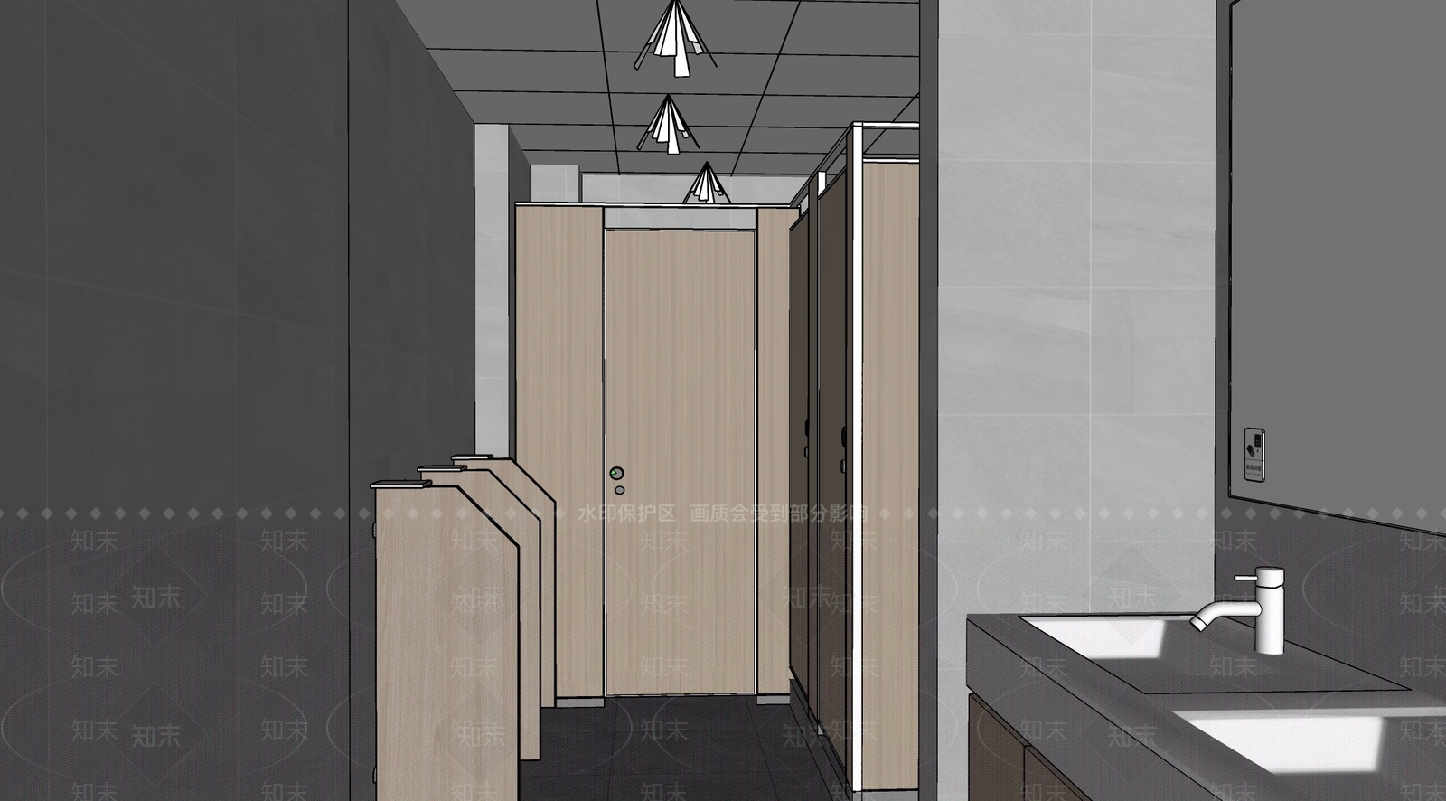 现代公共卫生间SU模型下载【ID:1124919785】