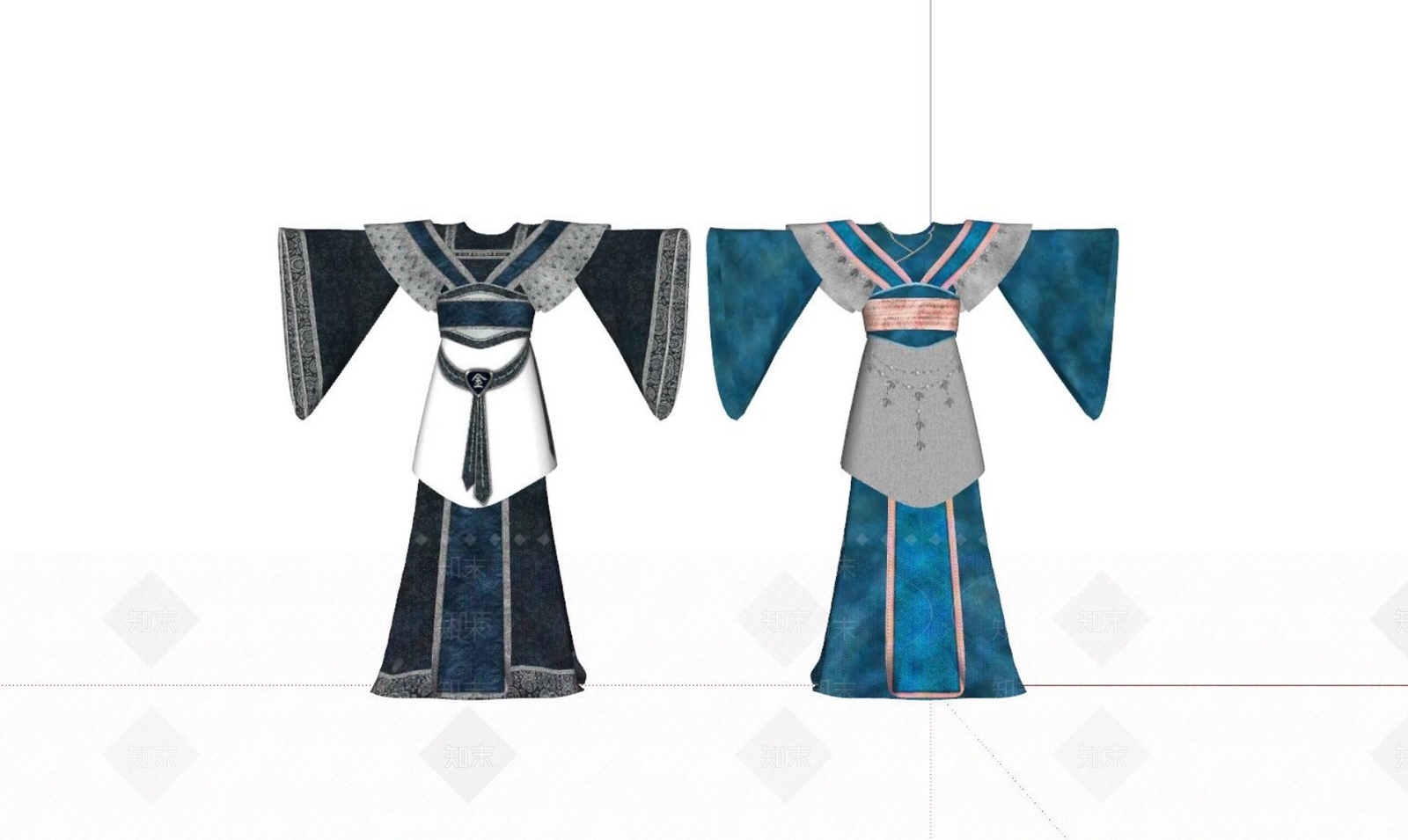 汉服服饰SU模型下载【ID:1124921452】