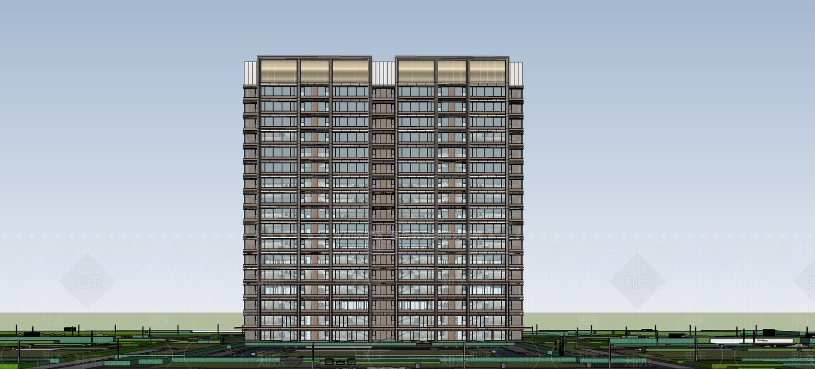 现代高层住宅楼SU模型下载【ID:1124925234】
