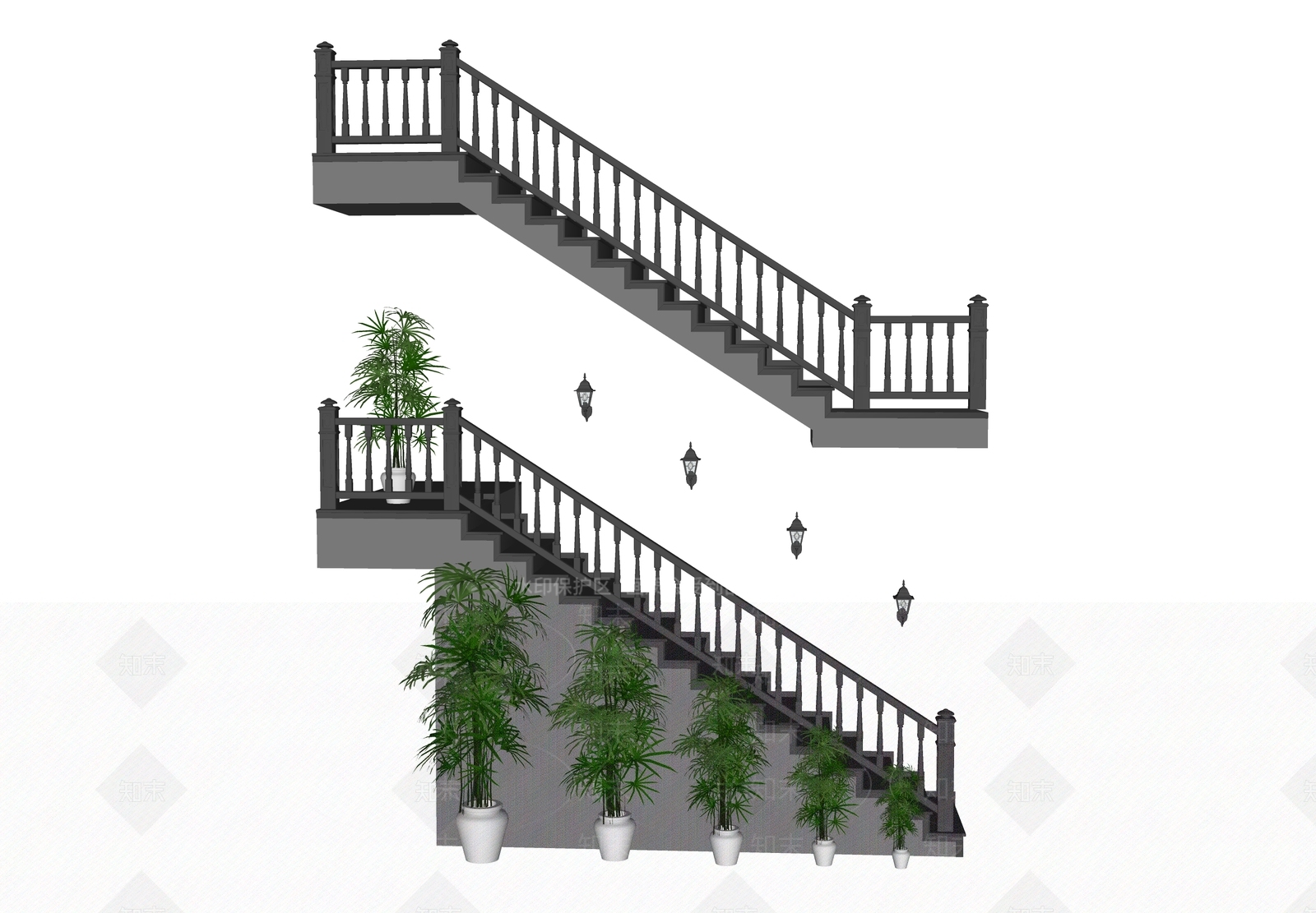 欧式楼梯SU模型下载【ID:1124926104】