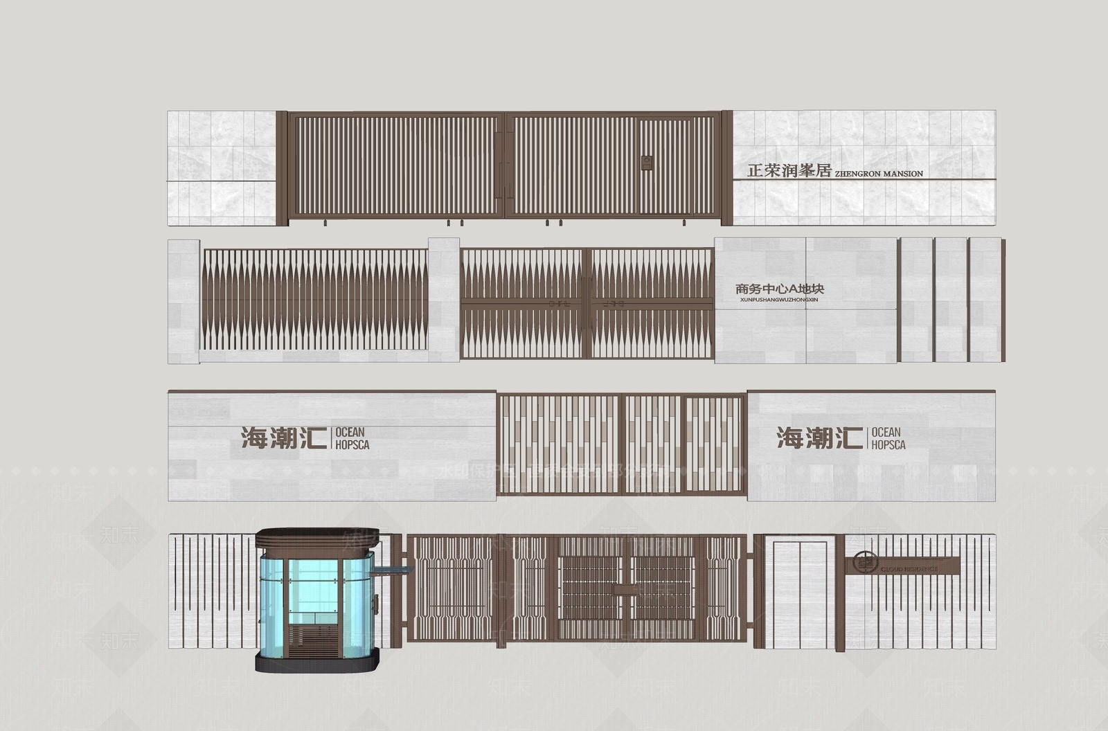现代铁艺门SU模型下载【ID:1124931505】