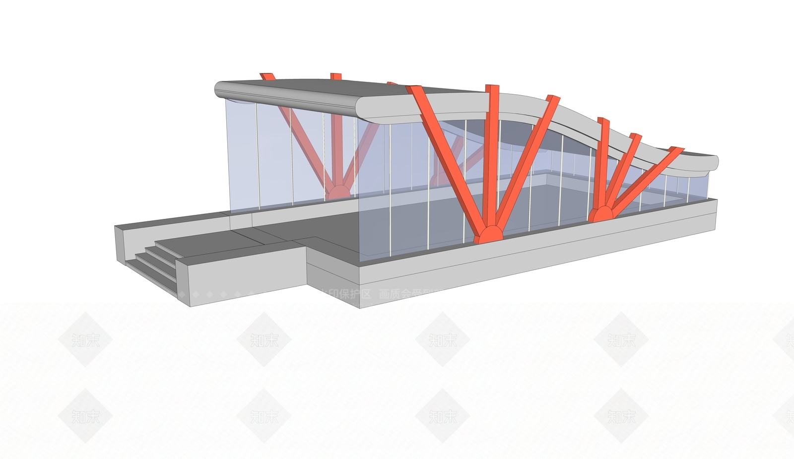 现代地铁站出入站口SU模型下载【ID:1124964147】