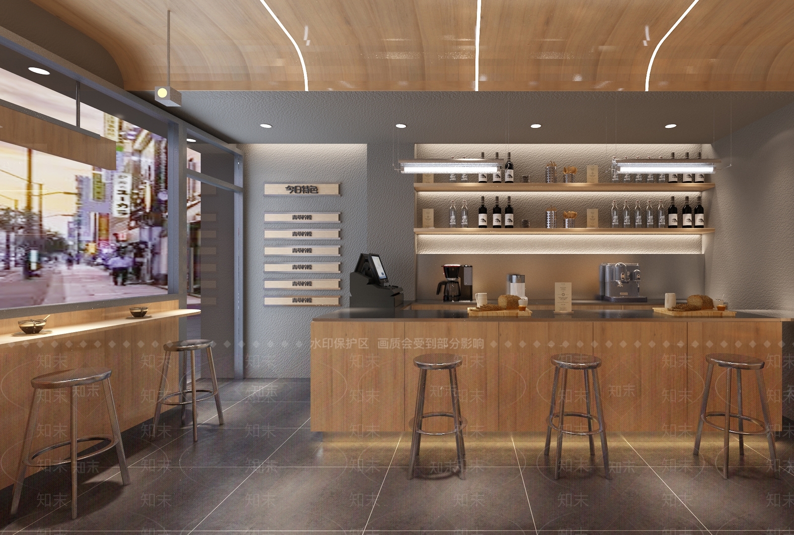 侘寂风奶茶咖啡店3D模型下载【ID:1124971677】
