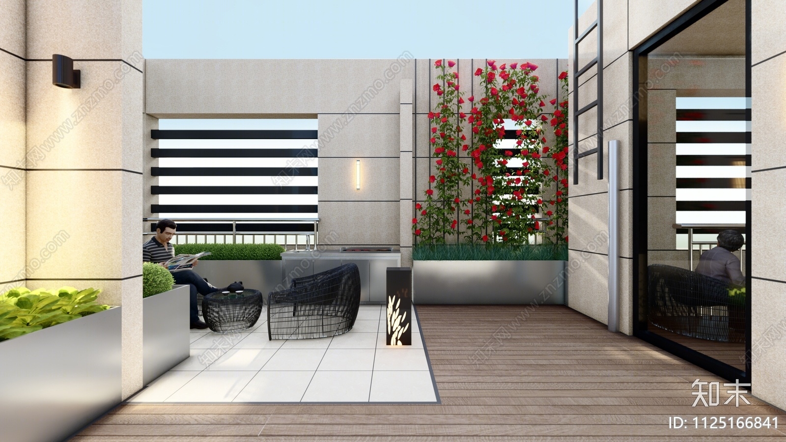现代屋顶花园SU模型下载【ID:1125166841】