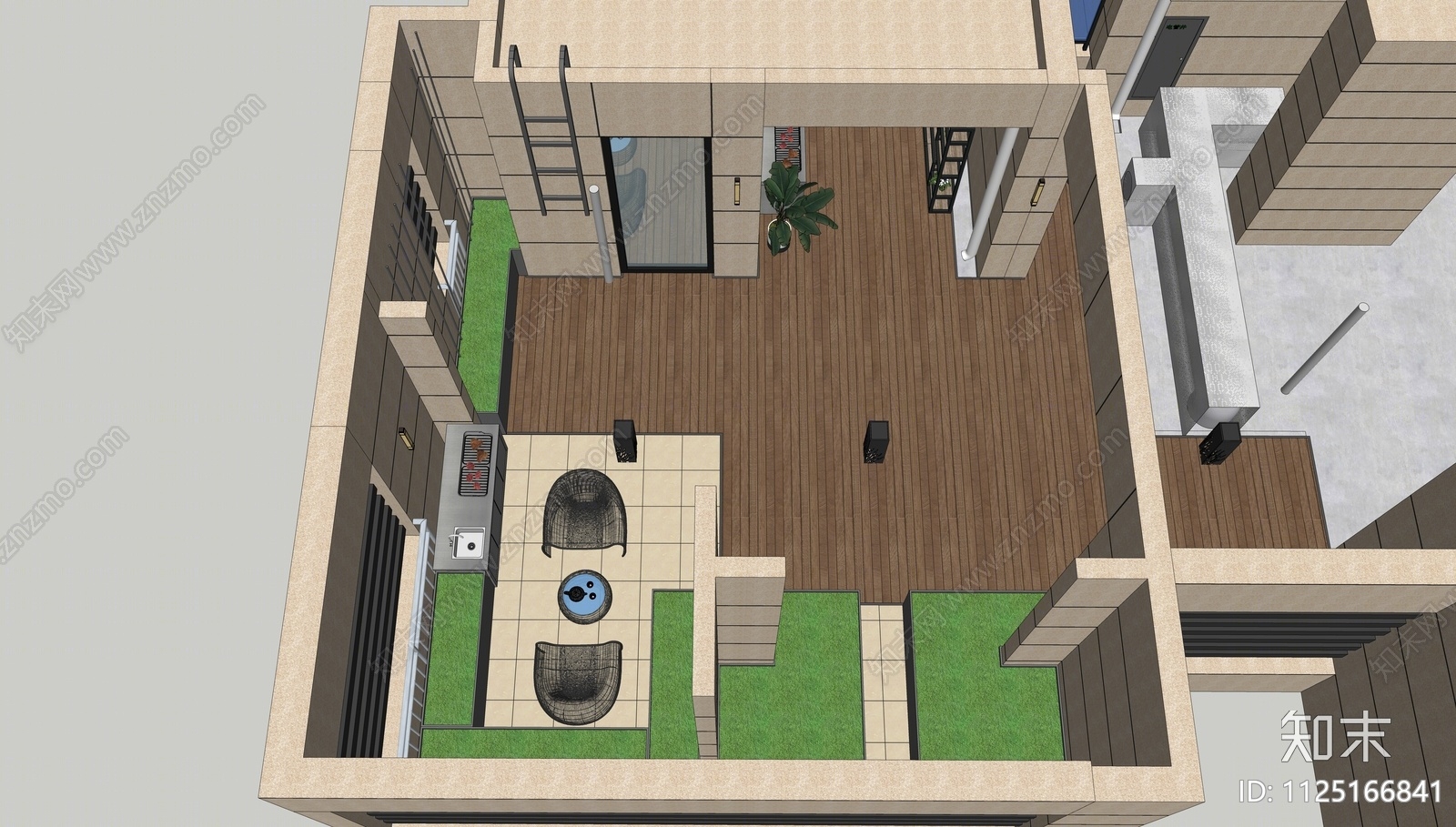现代屋顶花园SU模型下载【ID:1125166841】