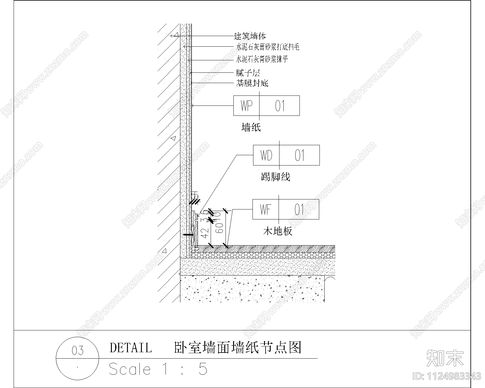 墙面节点cad施工图下载【ID:1124983343】