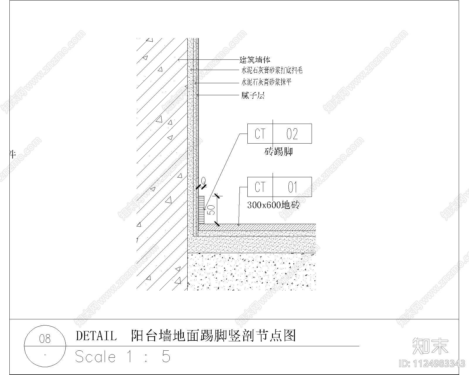 墙面节点cad施工图下载【ID:1124983343】