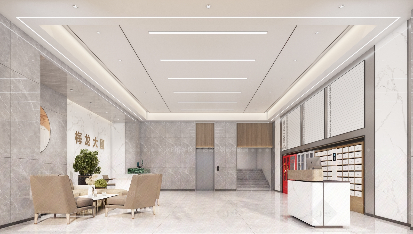 现代办公室大堂3D模型下载【ID:1124983930】