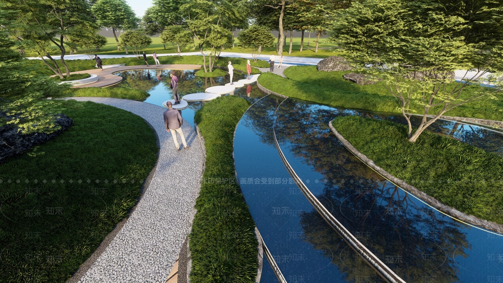 现代公园景观SU模型下载【ID:1124988244】