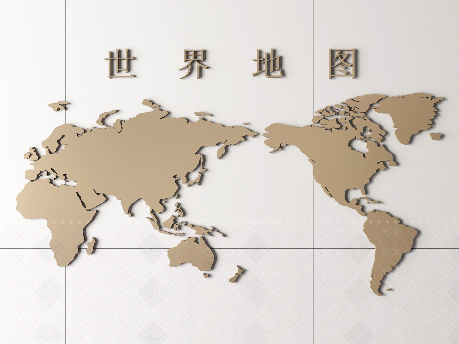 现代世界地图墙饰挂件SU模型下载【ID:1124989120】