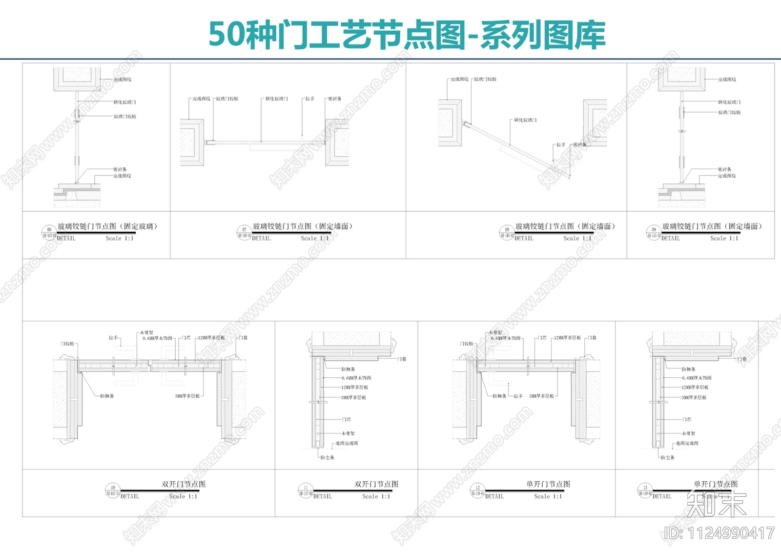 30种门工艺节点图cad施工图下载【ID:1124990417】