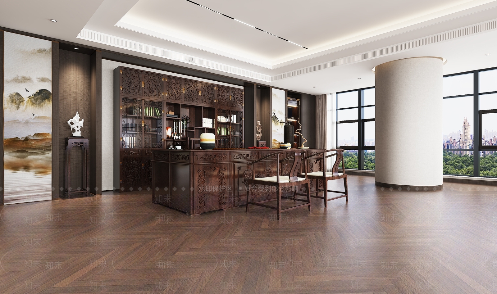 中式经理办公室3D模型下载【ID:1125000223】_知末3d模型网