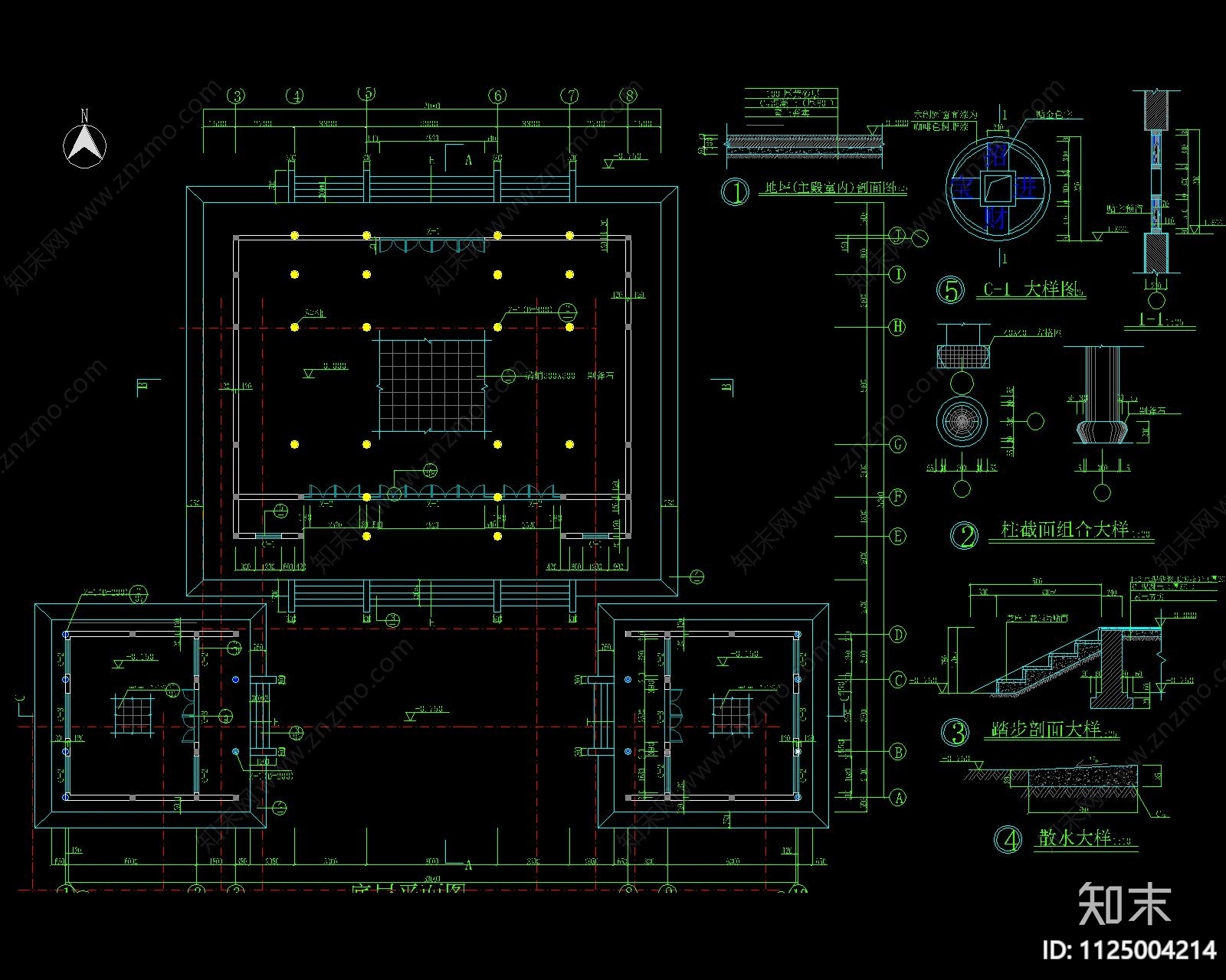 财神殿全套施工图cad施工图下载【ID:1125004214】