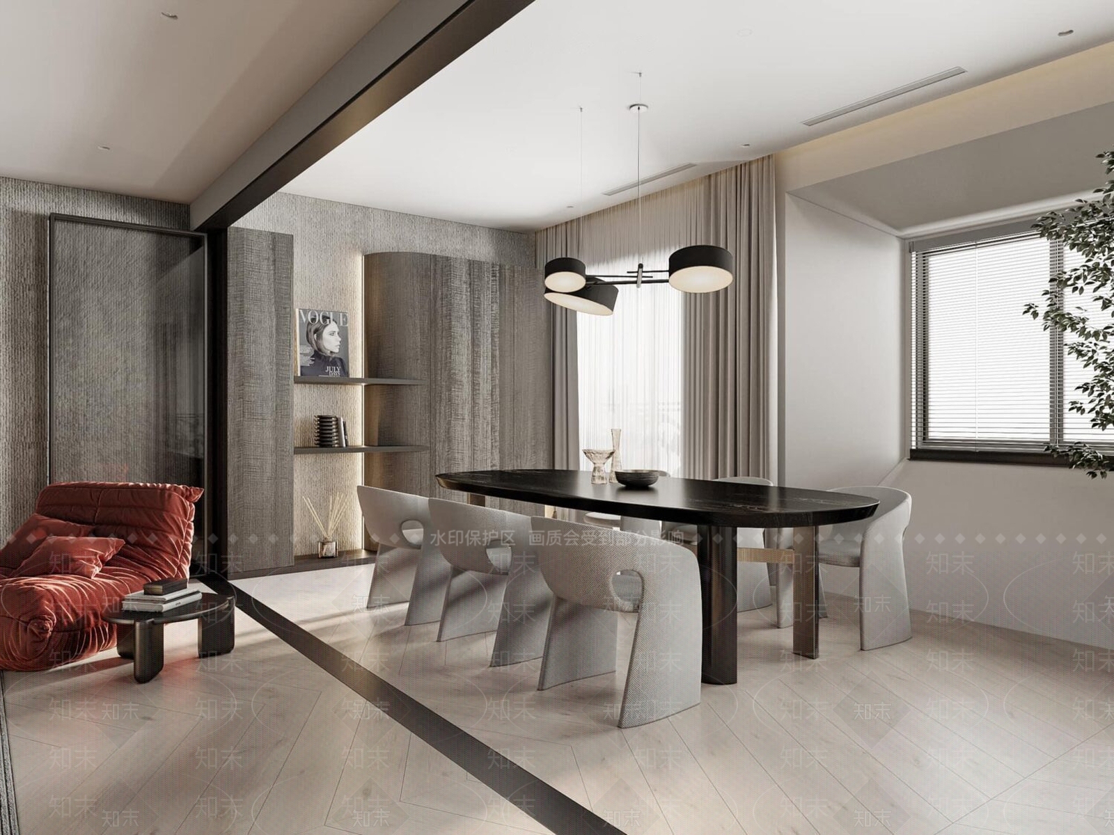 现代公寓客餐厅3D模型下载【ID:1125004723】
