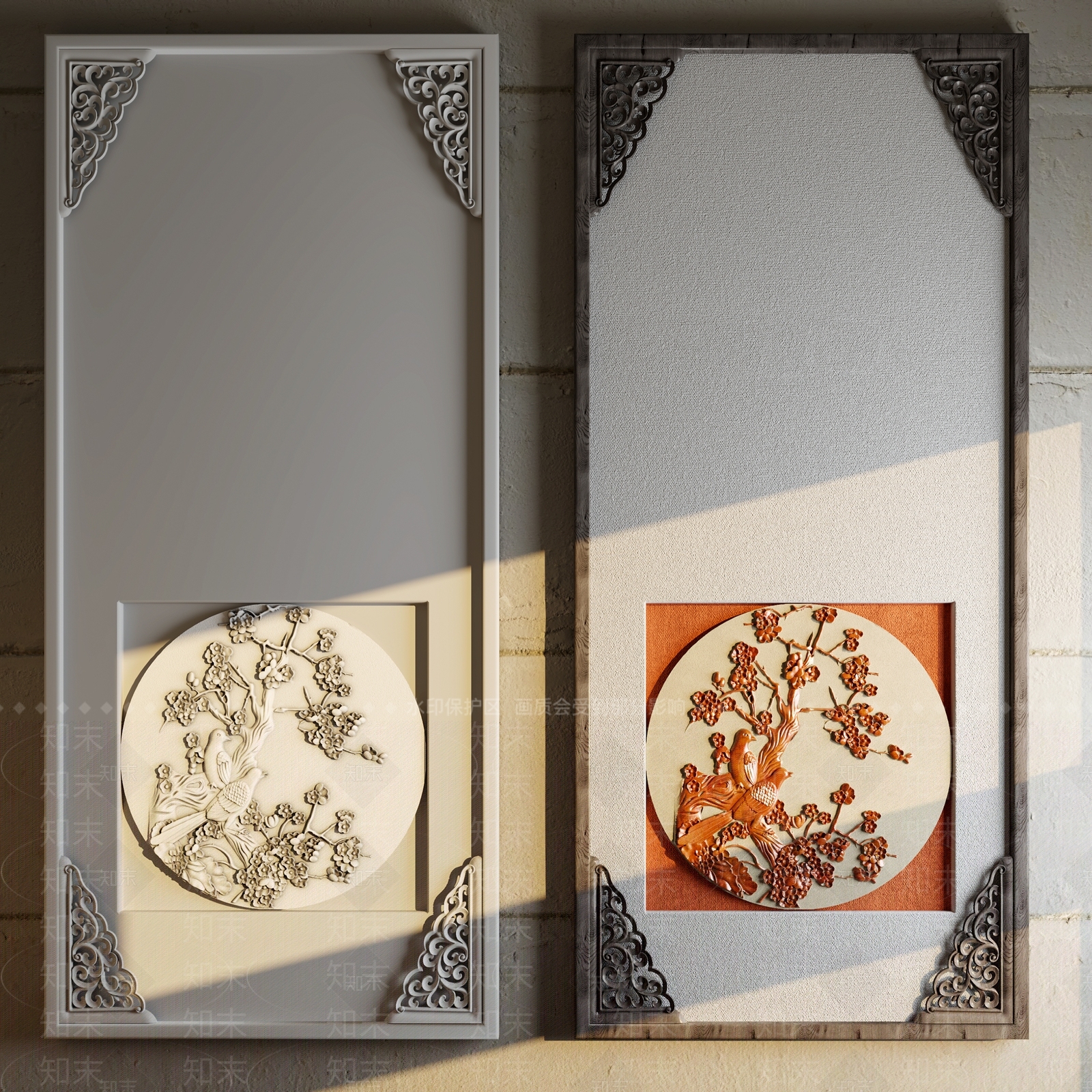 新中式浮雕墙饰3D模型下载【ID:1125007266】