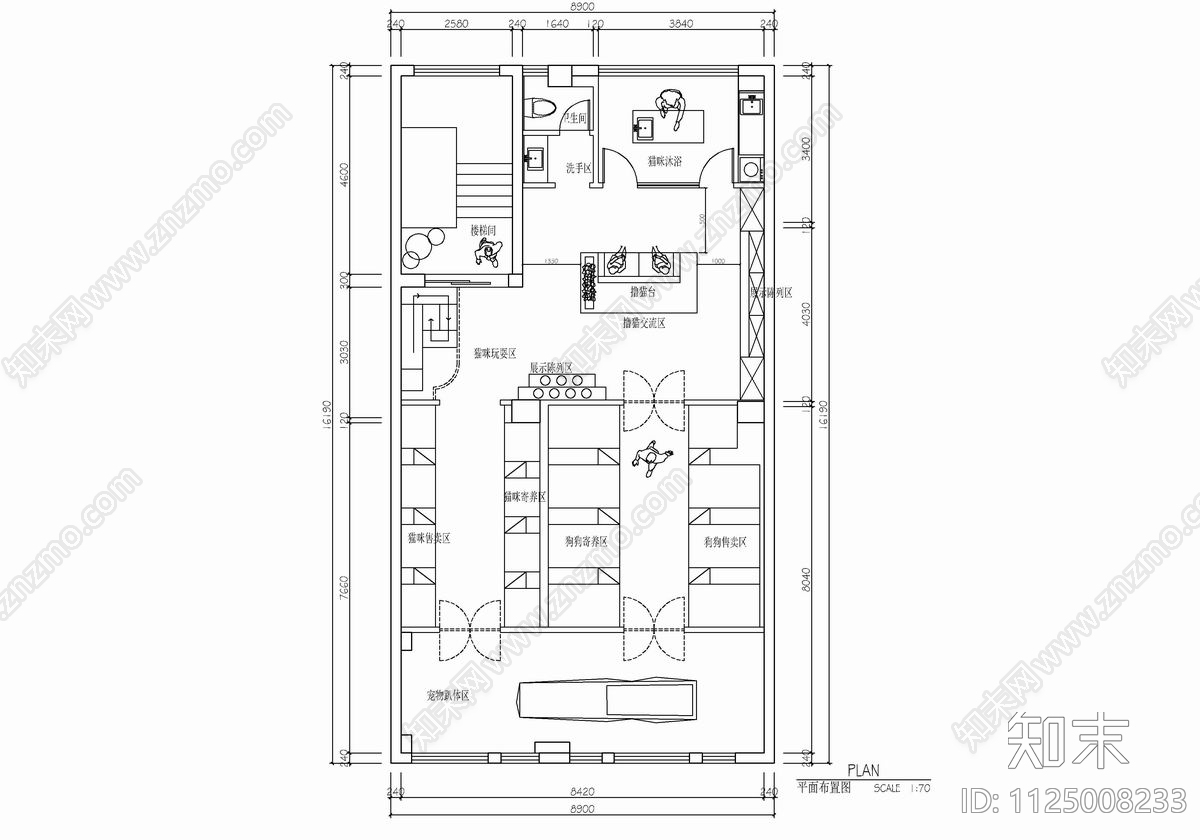 150㎡宠物店CAD施工图cad施工图下载【ID:1125008233】