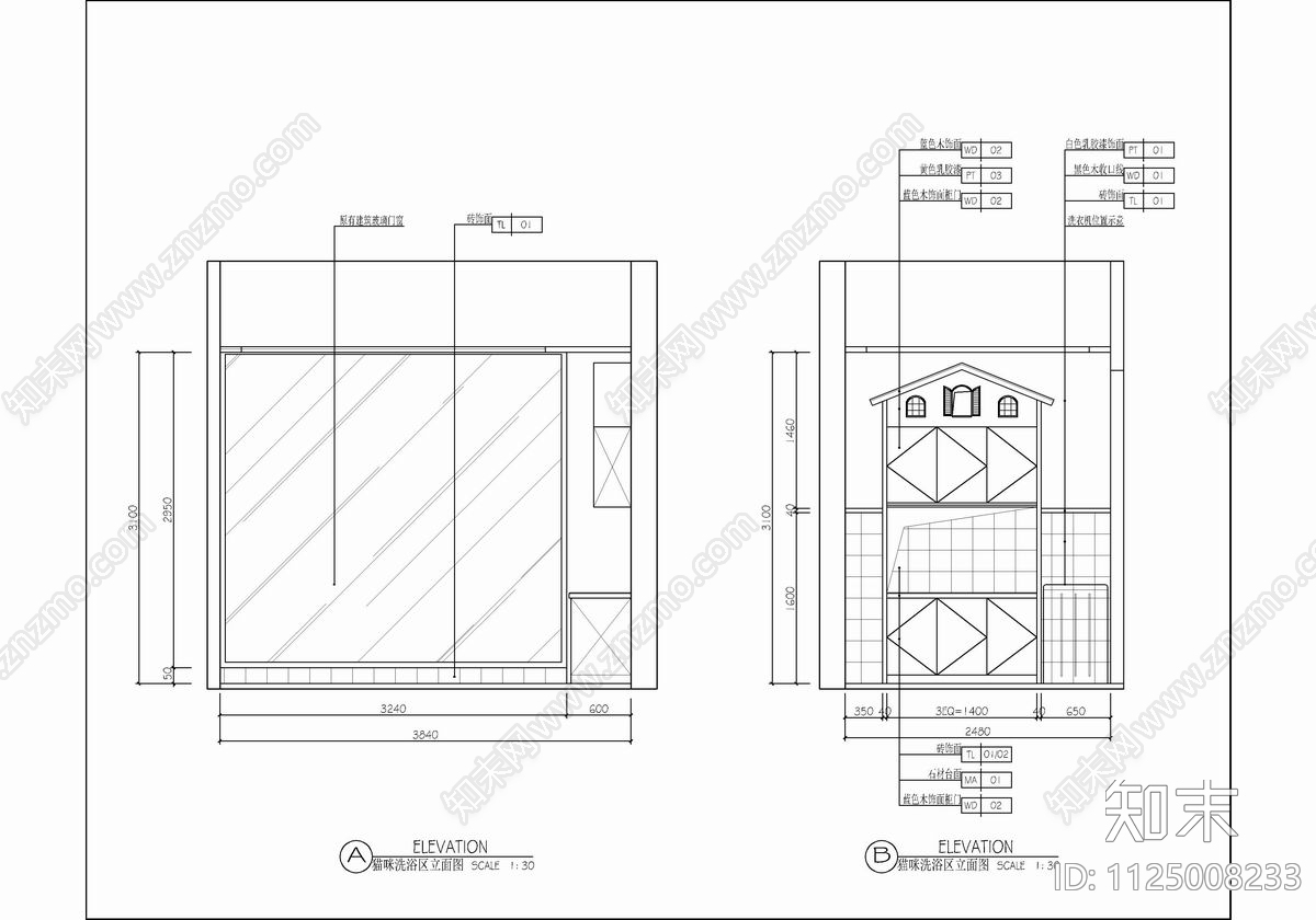 150㎡宠物店CAD施工图cad施工图下载【ID:1125008233】